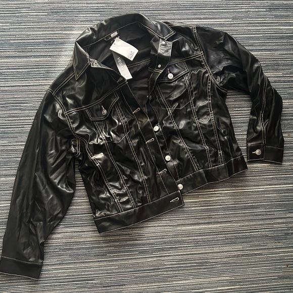 🆕 Divided H&M Size S Women’s Black Vegan Leather Jacket - Picture 3 of 7